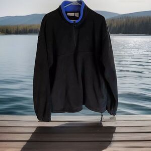Mens Jacobson's Black Fleece Quarter Zip Pullover Blue Collar Size Large‎